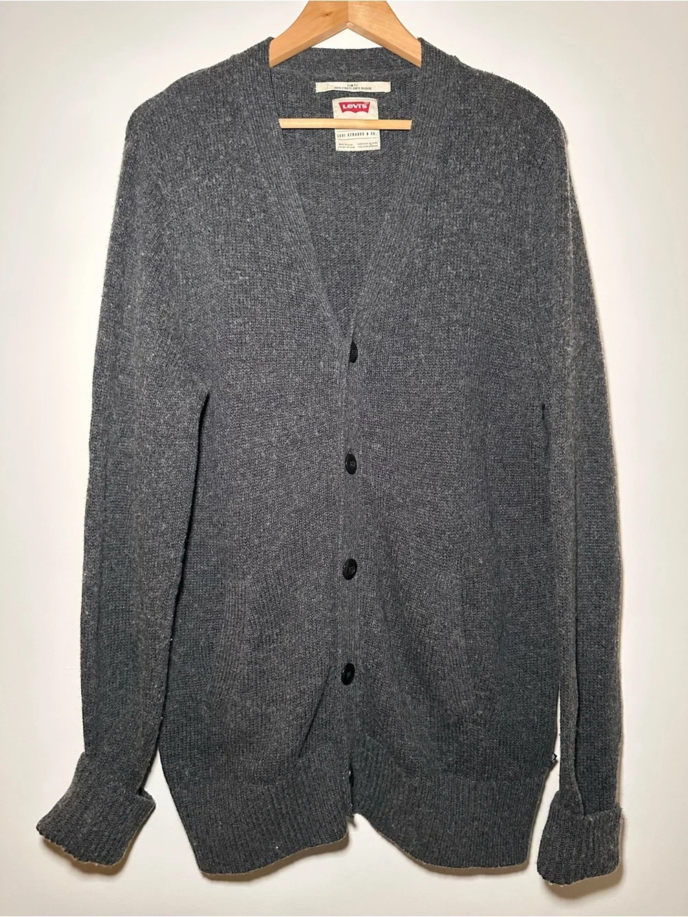 Levi's Men's Dark Gray V-Neck Button Cardigan